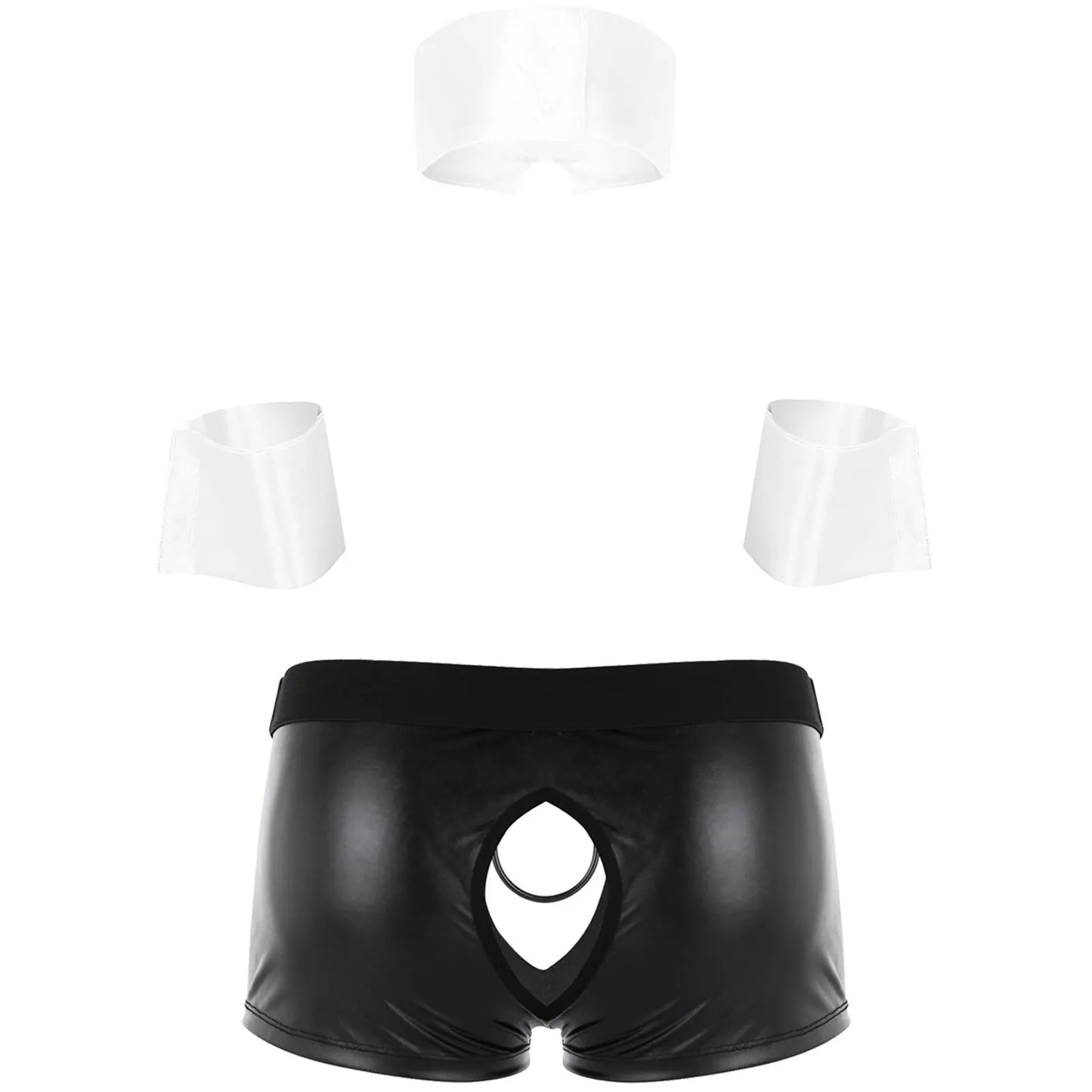 Cosplay Men Sexy Lingerie Set Waiter Stage Dancer Costumes Sexy Leather Crotchless Underwear Role Play Uniforms Nightclub Outfit