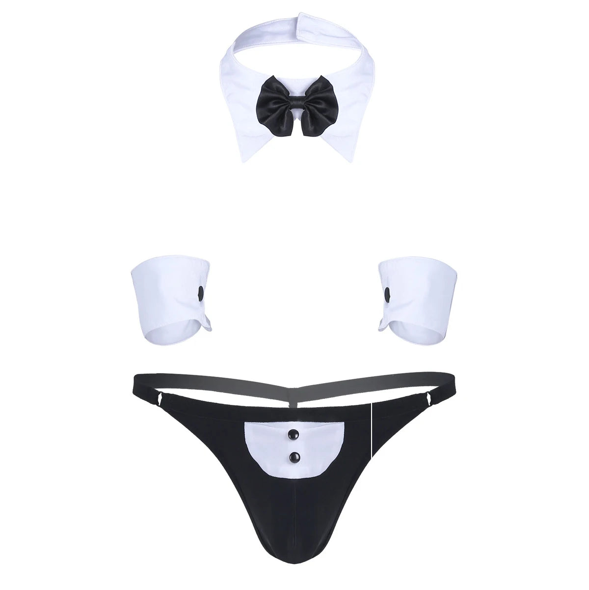 Cosplay Men Sexy Lingerie Set Waiter Stage Dancer Costumes Sexy Leather Crotchless Underwear Role Play Uniforms Nightclub Outfit