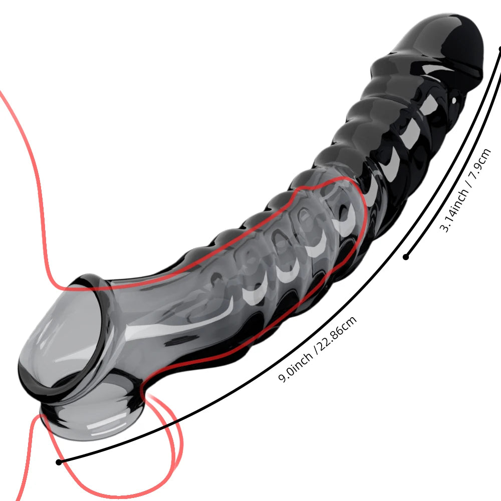 Reusable Condoms Male Penis Extension Sleeves Enlargement Delay Vibrators Delay Ejaculation Cock Ring Adult Sex Toys For Men