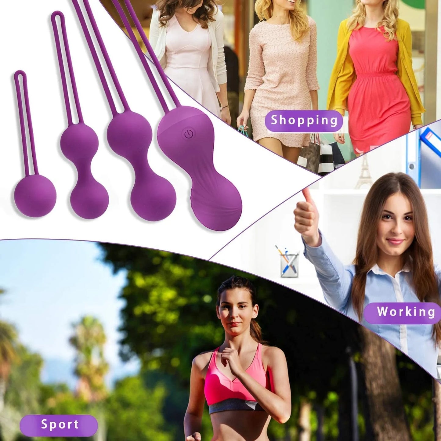 4pcs Kegel Exercise Vagina Balls Vibrator Remote Control Trainer Beginners Shrink Massage Ball Vibrating Eggs Sex Toys For Women
