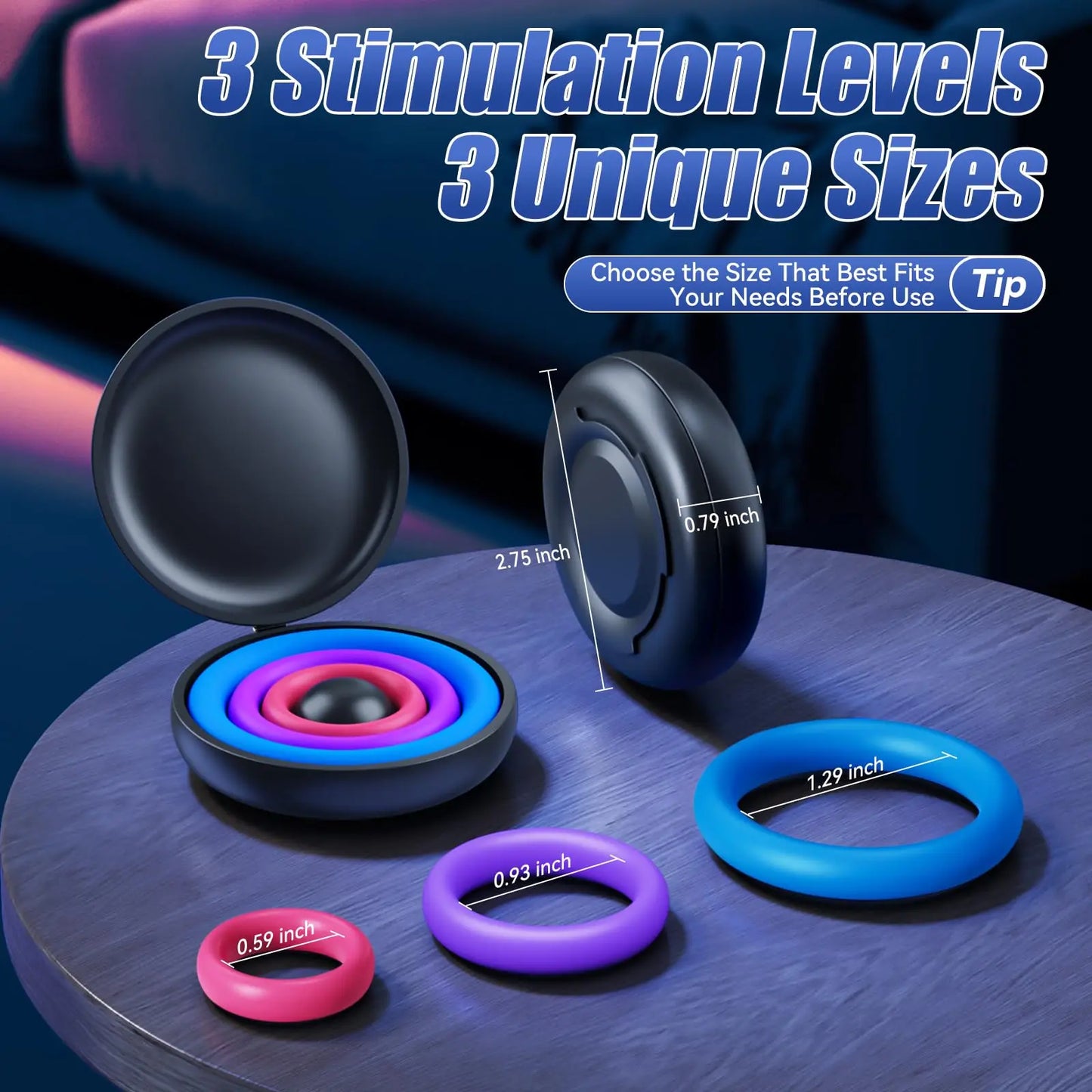 3 Pcs Reusable Silicone Cock Penis Rings Enlargers Erection Enhancing Long Lasting Ejaculation Adult Sex Toys for Men or Couples