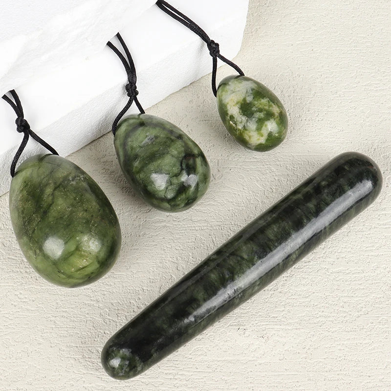 Drilled Helu Jade Egg Natural Stone Xiuyan Jade Massage Wand Yoni Ball Pelvic Kegel Exercise Tool Tightening Vaginal Muscle