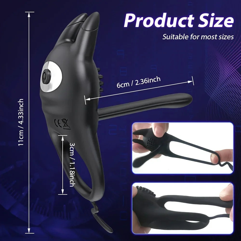 Vibrating Penis Ring Sex Toys - 2 in 1 Vibrating Cock Ring with 10 Vibration Silicone Adult Sex Toys for Couples Vibrator