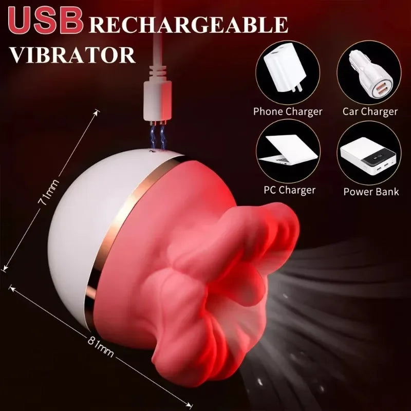 Rose Red Lips Vibrator Vagina Tongue Licker Clitoral Stimulator g-spot Massager Female Masturbator Adult Erotic Products