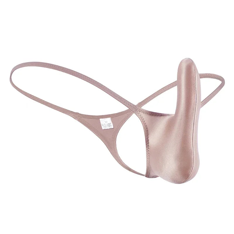 YAULAANG Sexy men's gloss gay underwear oily G-Strings thong Shiny low-waisted High Elasticity mens lingerie