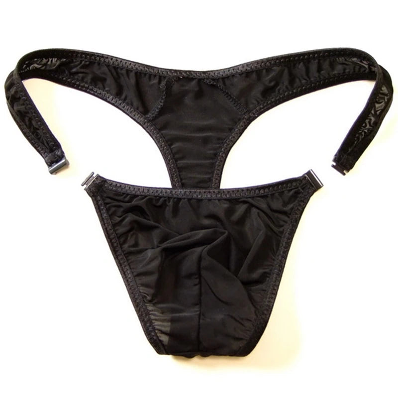 2019 hot M/L/XL Translucent Mens Nylon Thongs Men Sexy Button Bikini Briefs Gay G-string/Jocks/Tanga/T-back gay underwear