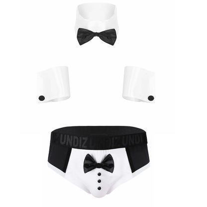 Cosplay Men Sexy Lingerie Set Waiter Stage Dancer Costumes Sexy Leather Crotchless Underwear Role Play Uniforms Nightclub Outfit