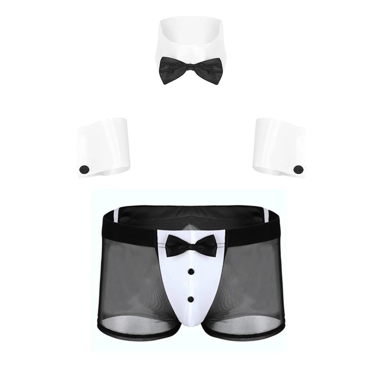 Cosplay Men Sexy Lingerie Set Waiter Stage Dancer Costumes Sexy Leather Crotchless Underwear Role Play Uniforms Nightclub Outfit