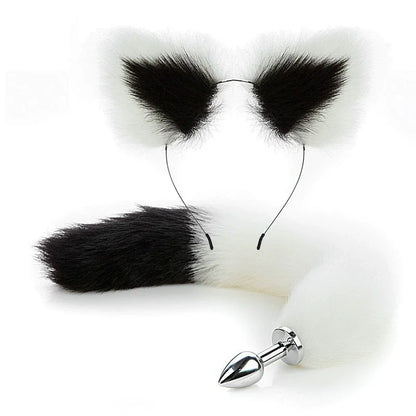 Fox Anal Plug Cute Cat Ears Tail Anal Toys for Beginner Stainles Steel Anal Plug BDSM Game Cosplay Sex Toys for Woman Couple Men