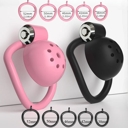 ABS Chastity Cage with 5 Rings Cock Cage Adult Sex Toy Penis Bondage Urethral Lock with Plug Male Cuckold Erotic Couple BDSM Toy