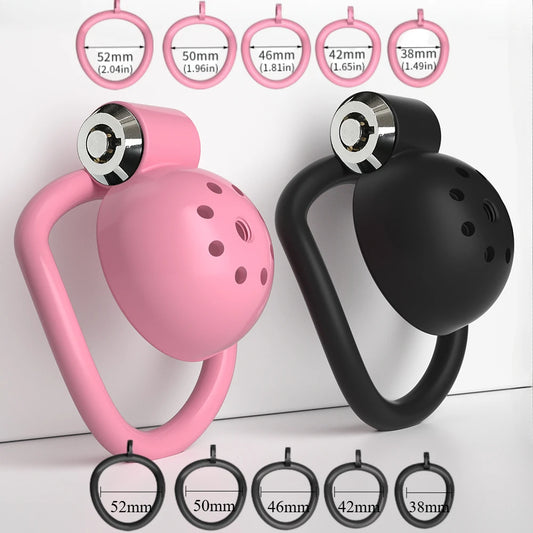 ABS Chastity Cage with 5 Rings Cock Cage Adult Sex Toy Penis Bondage Urethral Lock with Plug Male Cuckold Erotic Couple BDSM Toy