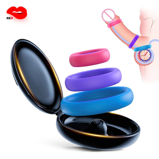 3 Pcs Reusable Silicone Cock Penis Rings Enlargers Erection Enhancing Long Lasting Ejaculation Adult Sex Toys for Men or Couples