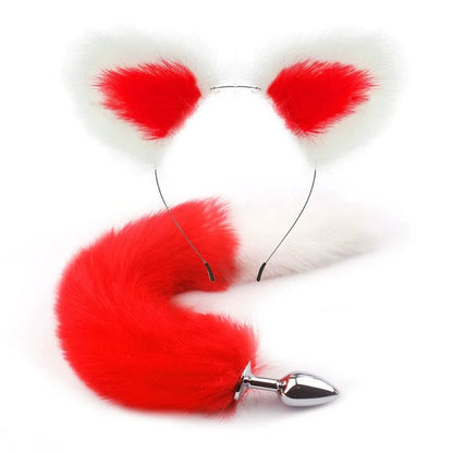 Fox Anal Plug Cute Cat Ears Tail Anal Toys for Beginner Stainles Steel Anal Plug BDSM Game Cosplay Sex Toys for Woman Couple Men