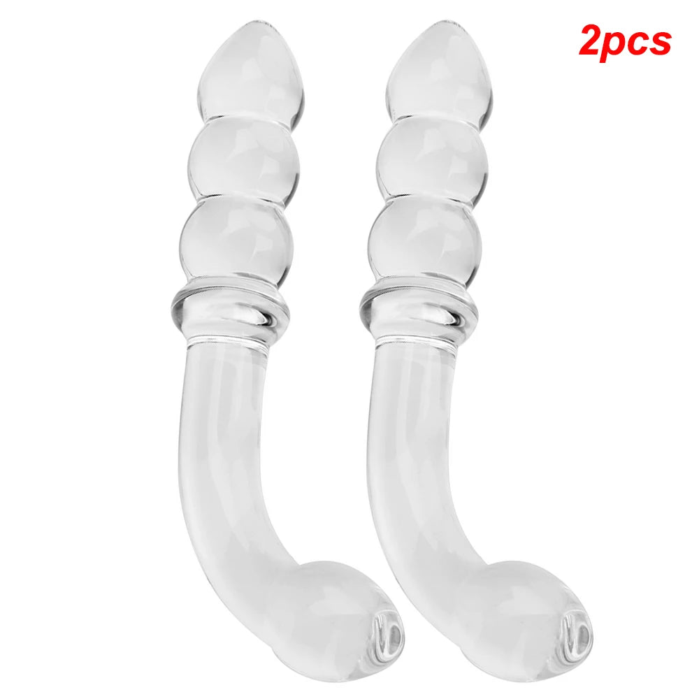 2 In 1 Glass Anal Beads Butt Plug For Women Hard Dildos Vaginal Anus Dilator Men Prostate Massager Female Masturbator Sex Toy 18