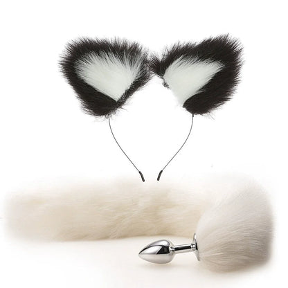 Fox Anal Plug Cute Cat Ears Tail Anal Toys for Beginner Stainles Steel Anal Plug BDSM Game Cosplay Sex Toys for Woman Couple Men