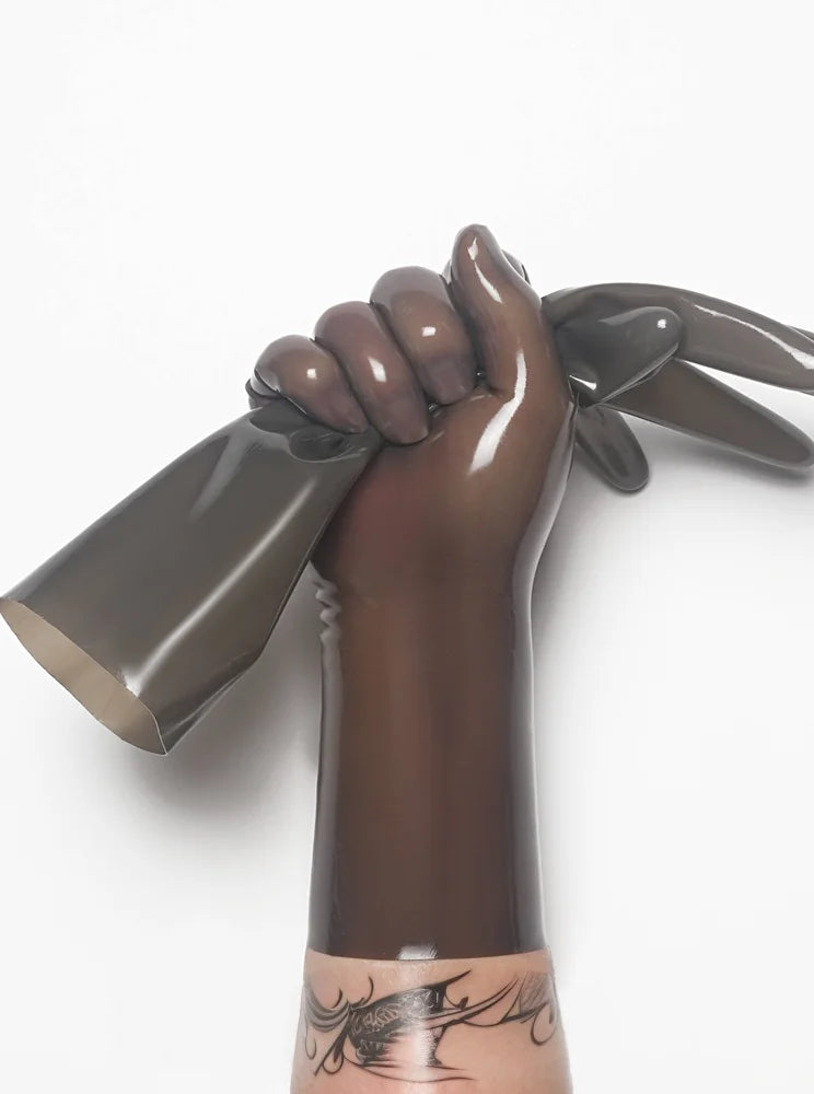 Latex Gloves men smoky transparency socks Rubber Gloves Adult Unisex Seamless mask hood molding latex fetish