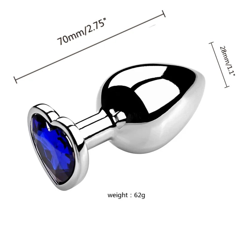 Anal Plug 3 Sizes Heart Metal Crystal Anal Plug for Women Removable Stainless Steel Butt Plug Men Stimulator Anal Sex Toys Dildo