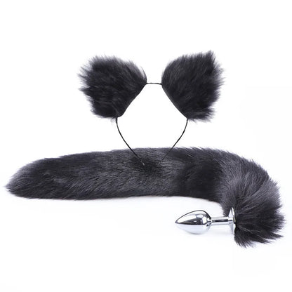 Cute Fox Tail Anal Plug Bow-Knot Soft Cat Ears Headbands Collar Erotic Cosplay Couples Accessories SM Sex Toys for Female Male