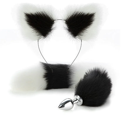 Fox Anal Plug Cute Cat Ears Tail Anal Toys for Beginner Stainles Steel Anal Plug BDSM Game Cosplay Sex Toys for Woman Couple Men
