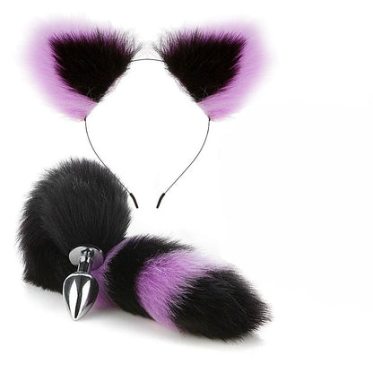 Fox Anal Plug Cute Cat Ears Tail Anal Toys for Beginner Stainles Steel Anal Plug BDSM Game Cosplay Sex Toys for Woman Couple Men