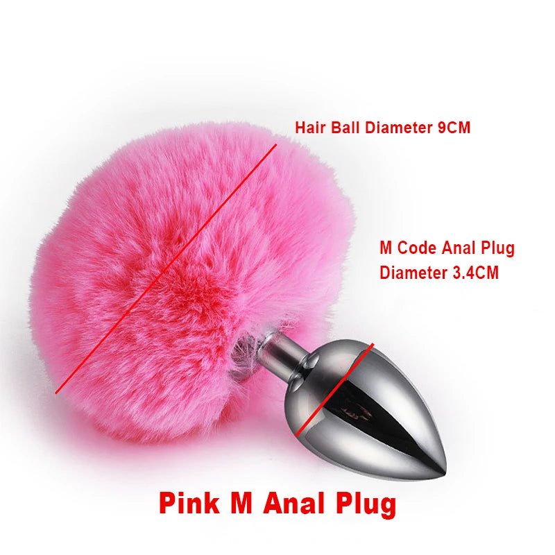 Sex Shop Metal Bunny Tail Butt Plugs Dilator Anus Bdsm Erotic Wives Role play Goods For Adults Gay Masturbator Exotic Accessorie