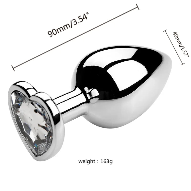 Anal Plug 3 Sizes Heart Metal Crystal Anal Plug for Women Removable Stainless Steel Butt Plug Men Stimulator Anal Sex Toys Dildo