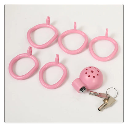 ABS Chastity Cage with 5 Rings Cock Cage Adult Sex Toy Penis Bondage Urethral Lock with Plug Male Cuckold Erotic Couple BDSM Toy