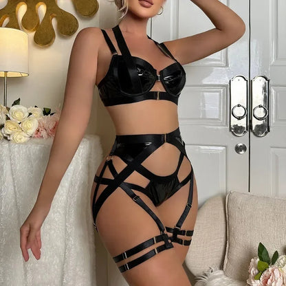 Tornova Strap Cross Sexy Lingerie Body Shaping Separates Set Women Solid Color Sexy Hollow Out Underwear Metal Sheet Bra Set New