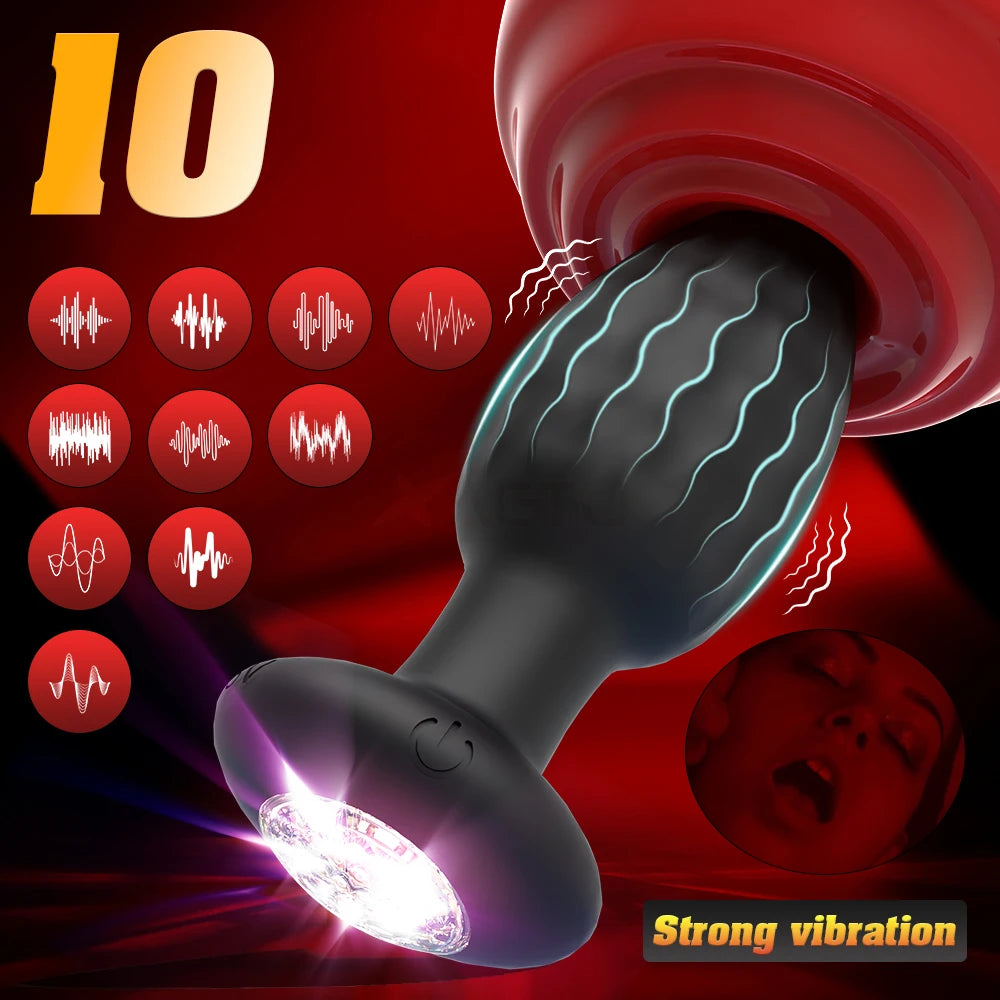 Vibrating LED Anal Plug for Men Prostate Massager Vibrating Butt Plug Men Women Adult Sex Toy APP Anal Vibrator for Couples