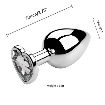 Anal Plug 3 Sizes Heart Metal Crystal Anal Plug for Women Removable Stainless Steel Butt Plug Men Stimulator Anal Sex Toys Dildo