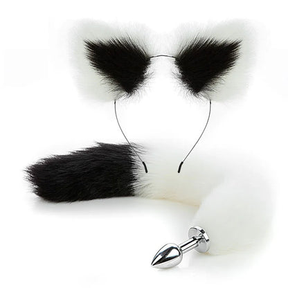 Cute Fox Tail Anal Plug Bow-Knot Soft Cat Ears Headbands Collar Erotic Cosplay Couples Accessories SM Sex Toys for Female Male