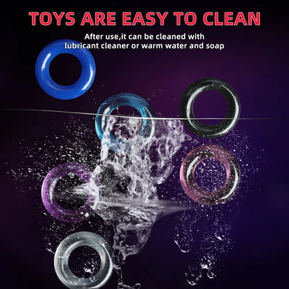 6 Pcs Cock Ring For Men Delay Ejaculation Silicone Penis Ring Set Adult Product Male Rings Lasting Erection Sex Toys For Couple