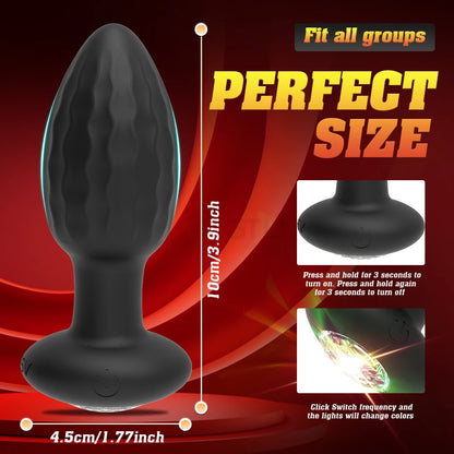 Vibrating LED Anal Plug for Men Prostate Massager Vibrating Butt Plug Men Women Adult Sex Toy APP Anal Vibrator for Couples