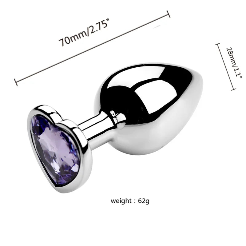 Anal Plug 3 Sizes Heart Metal Crystal Anal Plug for Women Removable Stainless Steel Butt Plug Men Stimulator Anal Sex Toys Dildo