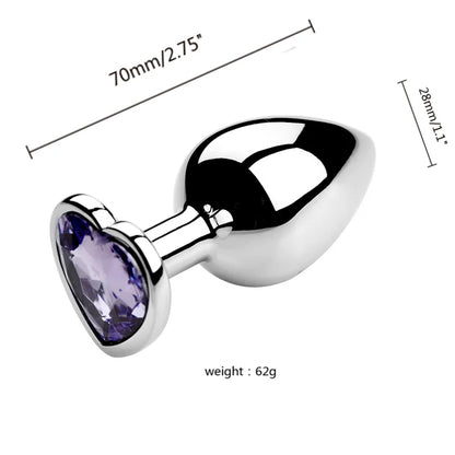 Anal Plug 3 Sizes Heart Metal Crystal Anal Plug for Women Removable Stainless Steel Butt Plug Men Stimulator Anal Sex Toys Dildo