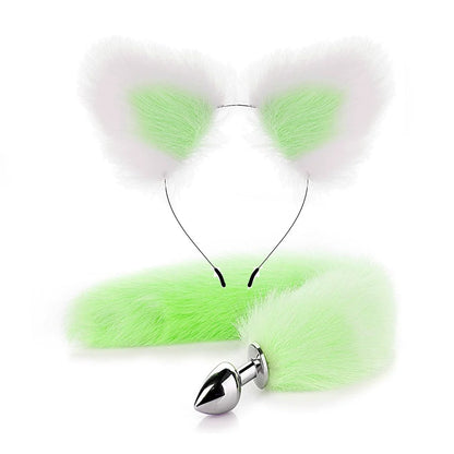 Fox Anal Plug Cute Cat Ears Tail Anal Toys for Beginner Stainles Steel Anal Plug BDSM Game Cosplay Sex Toys for Woman Couple Men