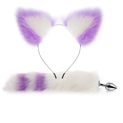Fox Anal Plug Cute Cat Ears Tail Anal Toys for Beginner Stainles Steel Anal Plug BDSM Game Cosplay Sex Toys for Woman Couple Men