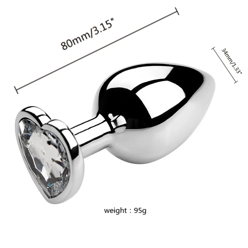 Anal Plug 3 Sizes Heart Metal Crystal Anal Plug for Women Removable Stainless Steel Butt Plug Men Stimulator Anal Sex Toys Dildo