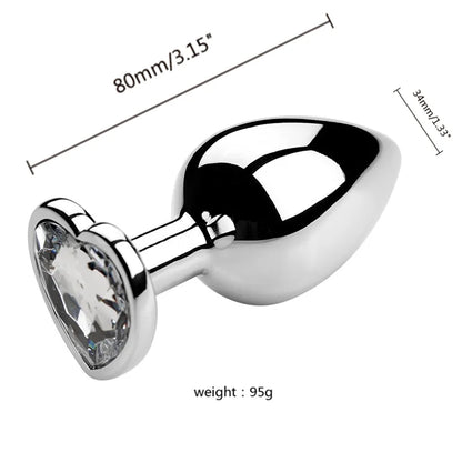 Anal Plug 3 Sizes Heart Metal Crystal Anal Plug for Women Removable Stainless Steel Butt Plug Men Stimulator Anal Sex Toys Dildo