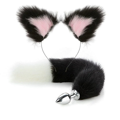 Fox Anal Plug Cute Cat Ears Tail Anal Toys for Beginner Stainles Steel Anal Plug BDSM Game Cosplay Sex Toys for Woman Couple Men