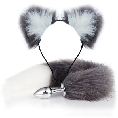 Fox Anal Plug Cute Cat Ears Tail Anal Toys for Beginner Stainles Steel Anal Plug BDSM Game Cosplay Sex Toys for Woman Couple Men
