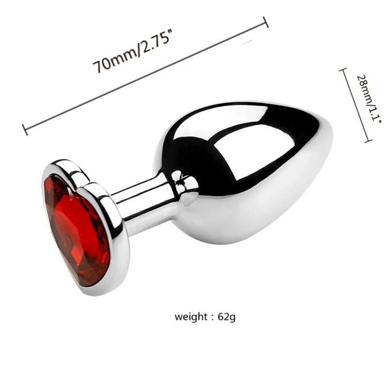 Anal Plug 3 Sizes Heart Metal Crystal Anal Plug for Women Removable Stainless Steel Butt Plug Men Stimulator Anal Sex Toys Dildo