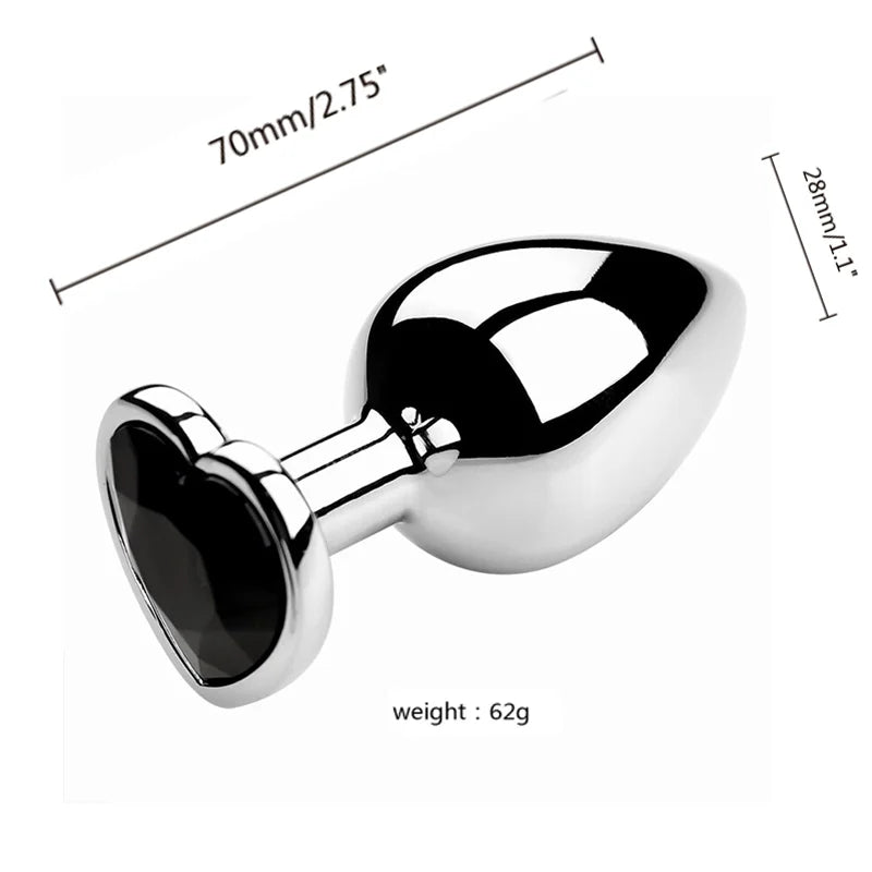 Anal Plug 3 Sizes Heart Metal Crystal Anal Plug for Women Removable Stainless Steel Butt Plug Men Stimulator Anal Sex Toys Dildo