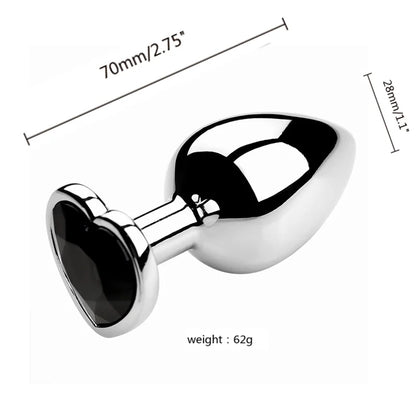 Anal Plug 3 Sizes Heart Metal Crystal Anal Plug for Women Removable Stainless Steel Butt Plug Men Stimulator Anal Sex Toys Dildo