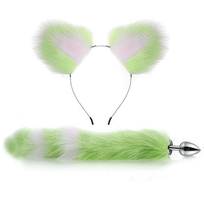 Fox Anal Plug Cute Cat Ears Tail Anal Toys for Beginner Stainles Steel Anal Plug BDSM Game Cosplay Sex Toys for Woman Couple Men