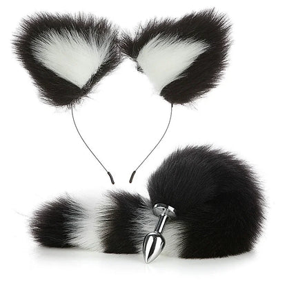 Fox Anal Plug Cute Cat Ears Tail Anal Toys for Beginner Stainles Steel Anal Plug BDSM Game Cosplay Sex Toys for Woman Couple Men