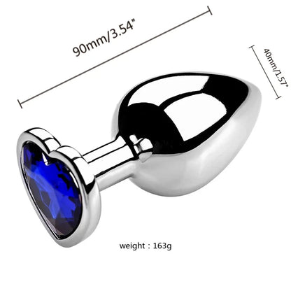 Anal Plug 3 Sizes Heart Metal Crystal Anal Plug for Women Removable Stainless Steel Butt Plug Men Stimulator Anal Sex Toys Dildo