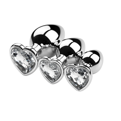 Anal Plug 3 Sizes Heart Metal Crystal Anal Plug for Women Removable Stainless Steel Butt Plug Men Stimulator Anal Sex Toys Dildo