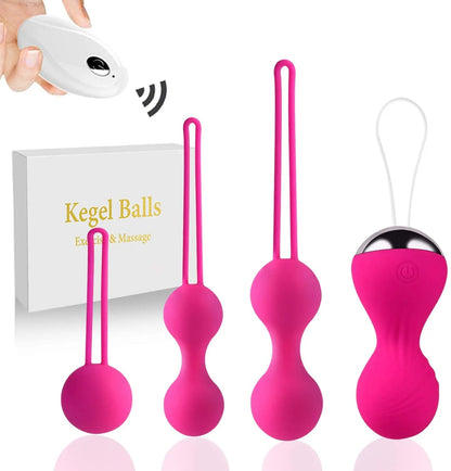 4pcs Kegel Exercise Vagina Balls Vibrator Remote Control Trainer Beginners Shrink Massage Ball Vibrating Eggs Sex Toys For Women