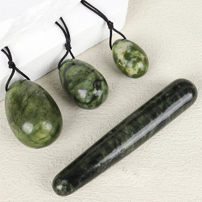 Drilled Helu Jade Egg Natural Stone Xiuyan Jade Massage Wand Yoni Ball Pelvic Kegel Exercise Tool Tightening Vaginal Muscle